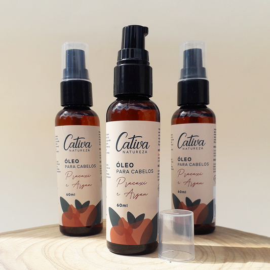 Óleo Para Cabelos Argan e Pracaxi - Cativa - Frasco com 60ml - Mundo dos Óleos