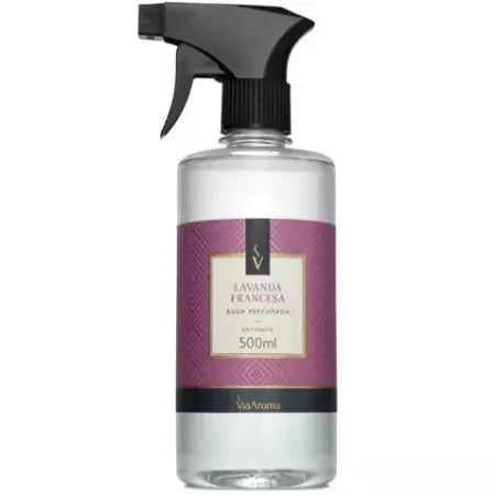 Água Perfumada Para Tecidos - Lavanda Francesa  - Via Aroma - Frasco com 500ml - Mundo dos Óleos