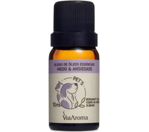 Blend de Óleos Essenciais Para Pets (Medo e Ansiedade) - Via Aroma - Frasco com 10ml - Mundo dos Óleos