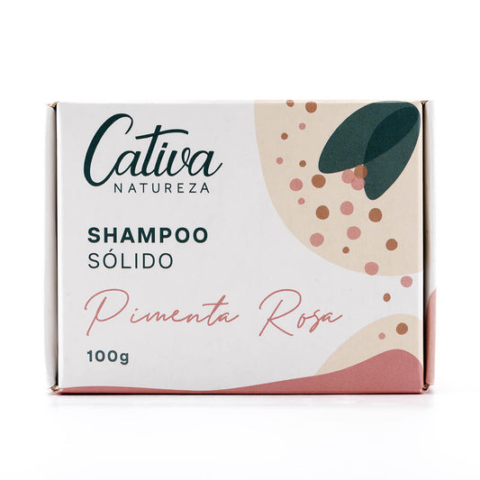 Shampoo Sólido de Pimenta Rosa - Cativa - Frasco com 100g - Mundo dos Óleos