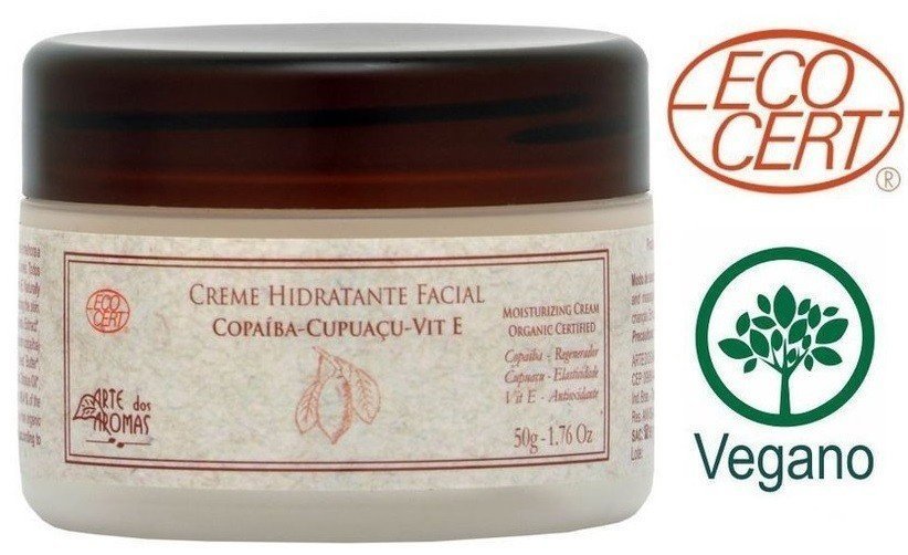 Creme Hidratante Facial Orgânico ECOCERT - Arte dos Aromas - Frasco com 50g - Mundo dos Óleos