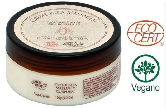 Creme Para Massagem Orgânico ECOCERT - Arte dos Aromas - Frasco com 196g - Mundo dos Óleos