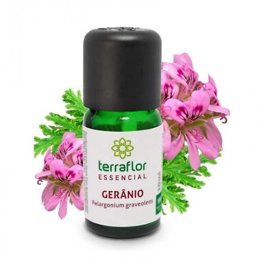 Óleo Essencial de Gerânio Egito - Terra Flor - Frasco com 10ml - Mundo dos Óleos