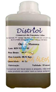 Óleo de Mamona (Ricino) - Distriol - Frasco com 1 Litro - Mundo dos Óleos