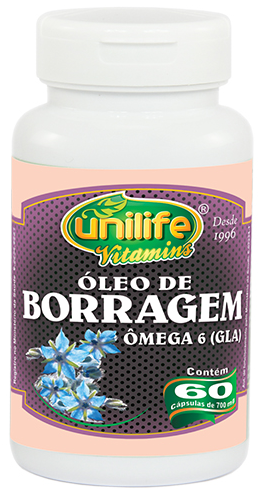 Óleo de Borragem - Unilife - Frasco com 60 Capsulas de 500mg - Mundo dos Óleos