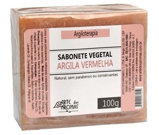 Sabonete Vegetal Argila Vermelha - Arte dos Aromas - Barra de 100g - Mundo dos Óleos