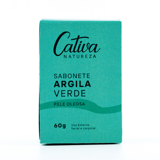 Sabonete Argila Verde - Pele Óleosa - Cativa - 60g - Mundo dos Óleos