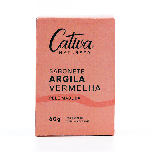 Sabonete Argila Vermelha - Pele Madura - Cativa 60g - Mundo dos Óleos