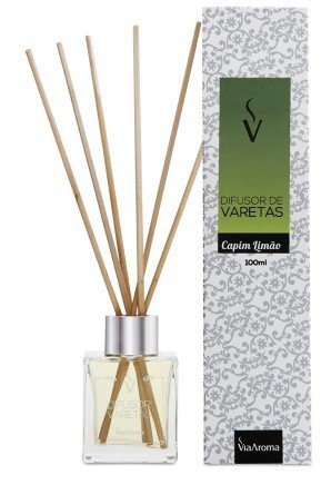 Difusor de Varetas - Capim Limão - Via Aroma - Frasco com 100ml - Mundo dos Óleos