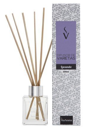 Difusor de Varetas - Lavanda - Via Aroma - Frasco com 100ml - Mundo dos Óleos